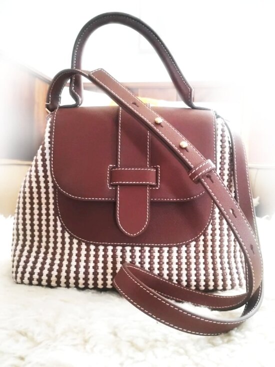 J. McLaughlin Handbags - J. McLaughlin Brown leather & Cream woven Bag - New
